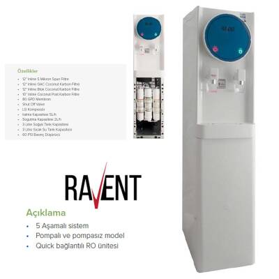 Ravent YV-9910 POMPASIZ Arıtmalı Sıcak ve Soğuk Su Sebili - 2